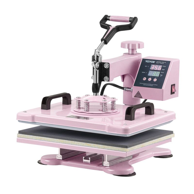 Heat Press Machine 12x15 in 8 in 1 with 30oz Tumbler Press T-Shirts Pink_voghion.com