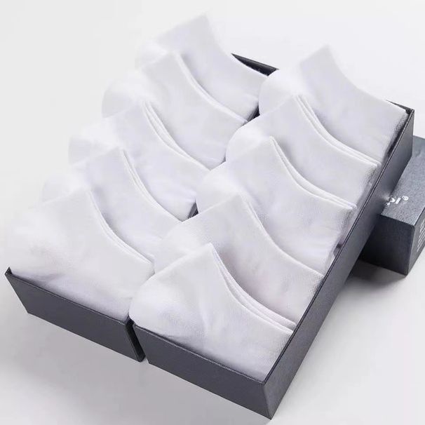 2025d Black White Gray Men Summer Autumn Winter Four Seasons Solid Color Men's Short Tube Boat Invisible Disposable Socks_voghion.com