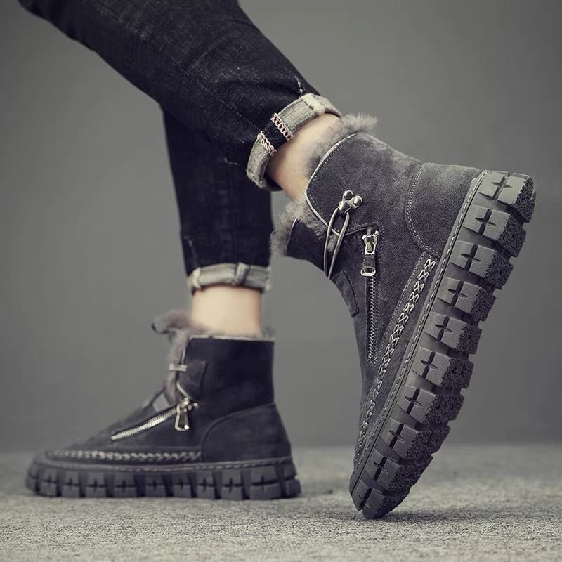 Stivali da neve da uomo in lana del nord-est, con fodera in pile caldo e spesso, in pelle di pecora, per climi freddi_voghion.com