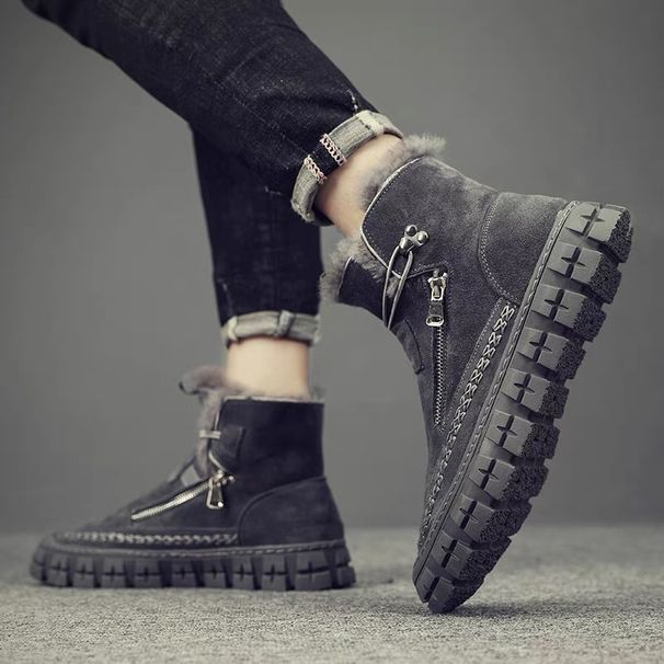 Stivali da neve da uomo in lana del nord-est, con fodera in pile caldo e spesso, in pelle di pecora, per climi freddi_voghion.com