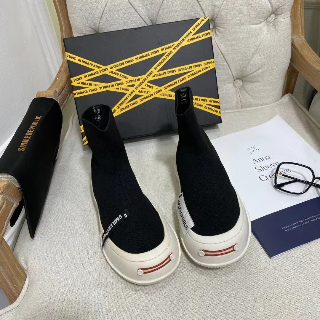 Tan Jiancis offene Smile-Socken im gleichen Stil, hohe Damenschuhe, atmungsaktive elastische Sommersocken, dicke Sohlen, höhenvergrößernde Plateauschuhe_voghion.com