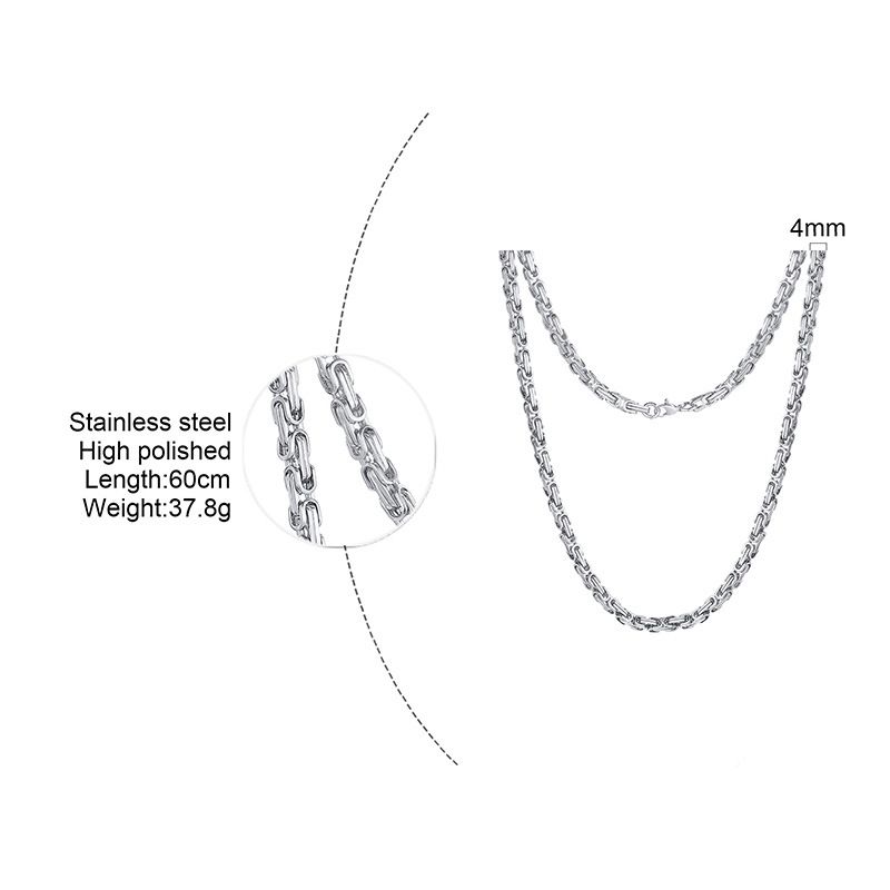 Men's Jewelry 8MM/4MM Byzantine Men's Domineering Thick Chain Titanium Steel Necklace Chain Chain Jewelry_voghion.com