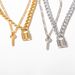 Gioielli semplice alla moda collana pendente con serratura a chiave, collana a catena a doppio strato di minoranza, femmina_voghion.com
