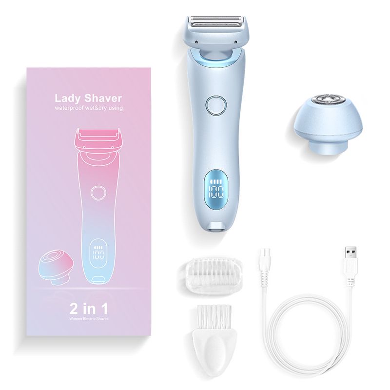 Rifinitore bikini LCD per donna - Dispositivo elettrico 2 in 1 per la depilazione e la rasatura con display a LED, indolore e impermeabile per zone sensibili_voghion.com