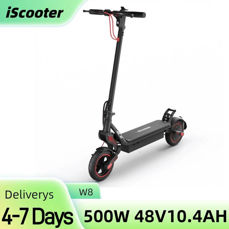 iScooter W8 električni skuter 9,5'' zložljivi skuter za vsakodnevno uporabo 500 W 48 V 10,4 Ah baterija, upravljanje prek aplikacije_voghion.com