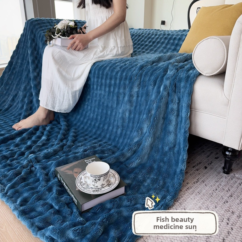 Bubble Fleece – Ultraweiche Samtdecke für Bett, Sofa und Büro, leichte 300 g/m² Polyester-Ganzjahresdecke_voghion.com