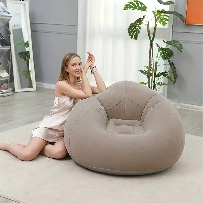 Aufblasbare Sitzsäcke für Erwachsene, aufblasbare Stühle, Lazy Sofa, zusammenklappbar, tragbar, aufblasbarer Stuhl für Filme, Outdoor-Zimmer, Schlafzimmer, Lesen, Camping (grau)_voghion.com