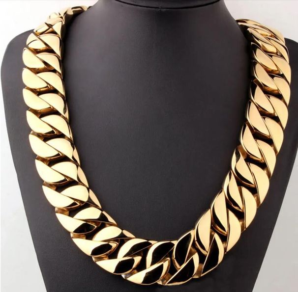 Men 316L Stainless Steel Hip Hop Jewelry High Polished Miami Cuban Link Long Thick Necklaces Punk 24mm Width Elegant Curb Chain Double Safety Clasp_voghion.com