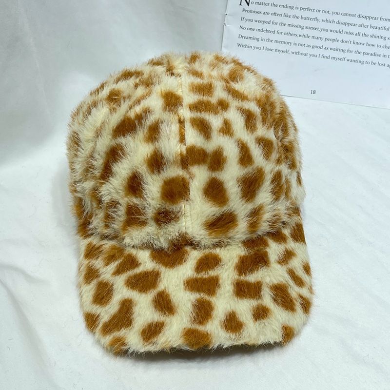 Berretto da baseball in peluche con stampa leopardata e tigre in stile coreano per donna, berretto casual alla moda autunnale e invernale, cappello caldo_voghion.com