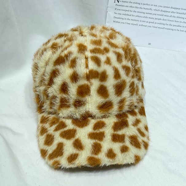 Berretto da baseball in peluche con stampa leopardata e tigre in stile coreano per donna, berretto casual alla moda autunnale e invernale, cappello caldo_voghion.com