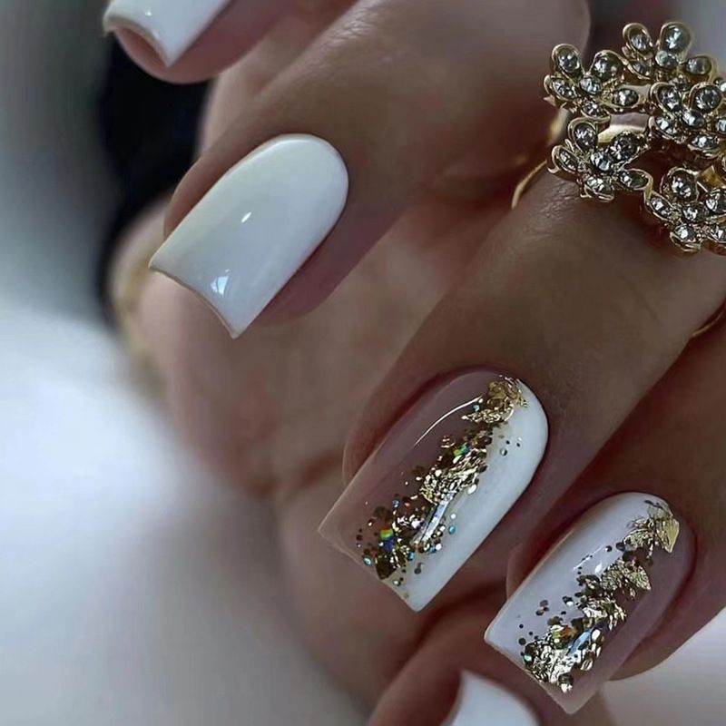 Day 24Pcs Valentine's Detachable False Nails Wearable French Fake Nails Love Pattern Design Full Cover Nail Ti_voghion.com