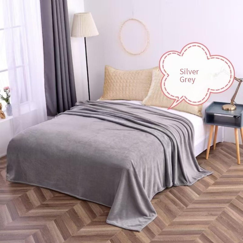 Bedding Solid Color Flannel High Weight Leisure Blanket Home Warm Bed Sheet Cover_voghion.com