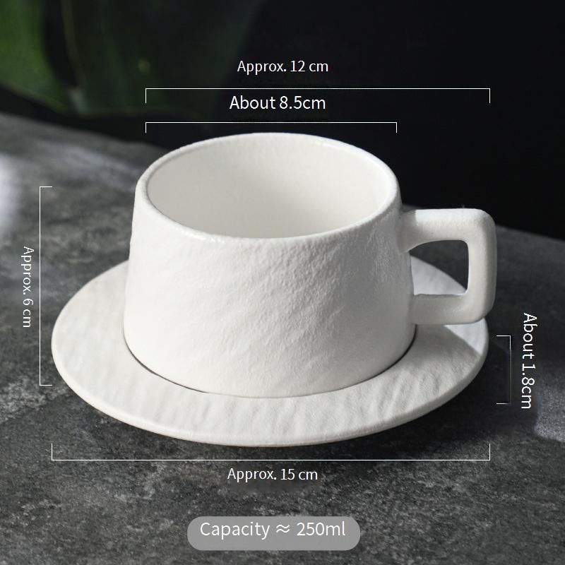 ​Stone Texture Ceramic Coffee Cup & Saucer Set - Elegant Tea/Cappuccino Mug For Afternoon Tea & Breakfast_voghion.com
