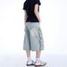 Multi-Pocket Cargo Jeans For Men And Women American Style Vintage Straight-Leg Cropped Slimming Loose Pants_voghion.com