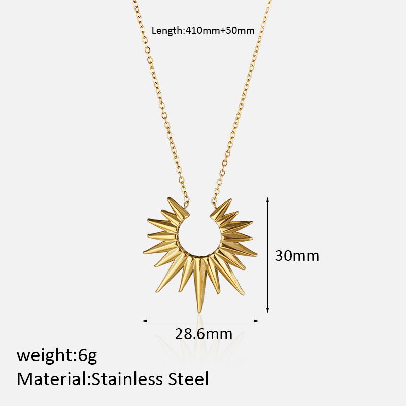 Collana a strati con ciondolo a forma di sole - Catena per clavicola in acciaio inossidabile placcato oro_voghion.com