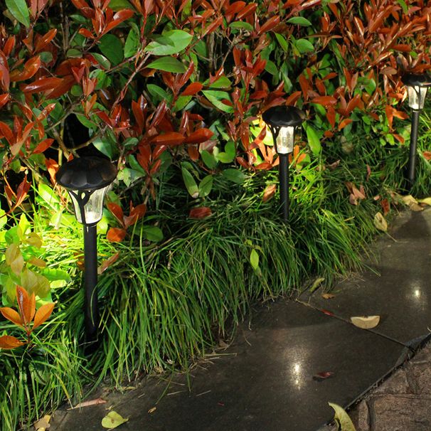 Solar LED Lawn Lights Outdoor Waterproof Garden Landscape Lighting Decorative Pathway Lights, Multi-Sided Black With Colorful Lights_voghion.com