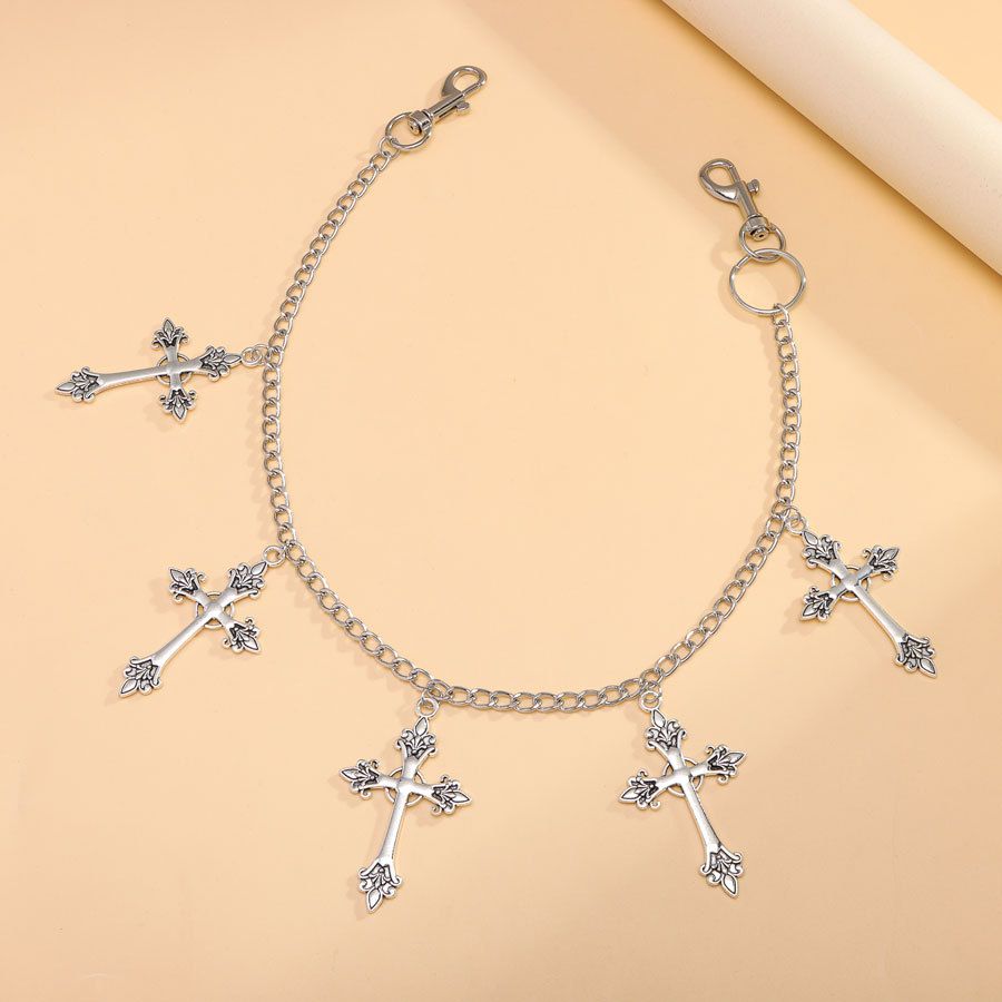 Trendy Hip-hop, Fashionable Single-layer Metal Chain, Personalized Street Style Cross Pendant Pants Chain_voghion.com