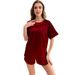 Ice Silk Pajamas Women's Basic Short-sleeved Shorts Casual Women's Loungewear Set_voghion.com