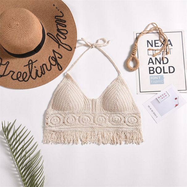 Dammekleeder Gepolstert Halter Neck Kleng Weste mat bannenzege Riemen Off Shoulder Récklos Hohl Tube Top Gestickte Weste_voghion.com