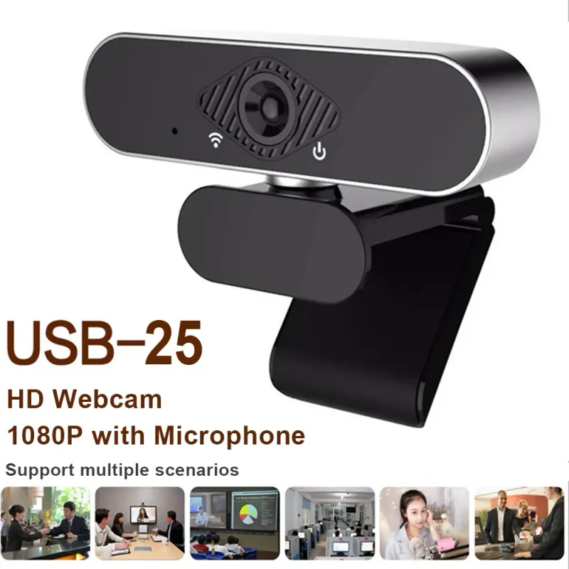 HH-USB25 Cámara Web De 2MP Full HD 1080P Cámara Web Cámara De Computadora Con Micrófono Incorporado Para Trabajo De Videoconferencia De Transmisión_voghion.com