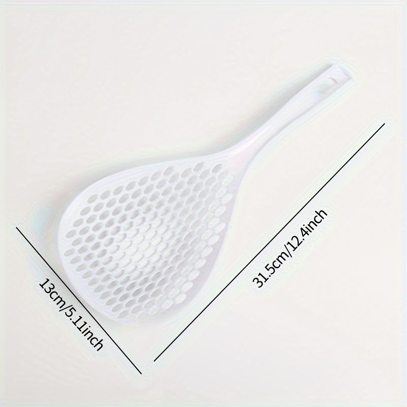 1pc Durable Plastic Skimmer With Long Handle - Perfect For Straining Noodles & Dumplings, Easy-Drain Slotted Spoon For Hot Pot & Kitchen Use_voghion.com