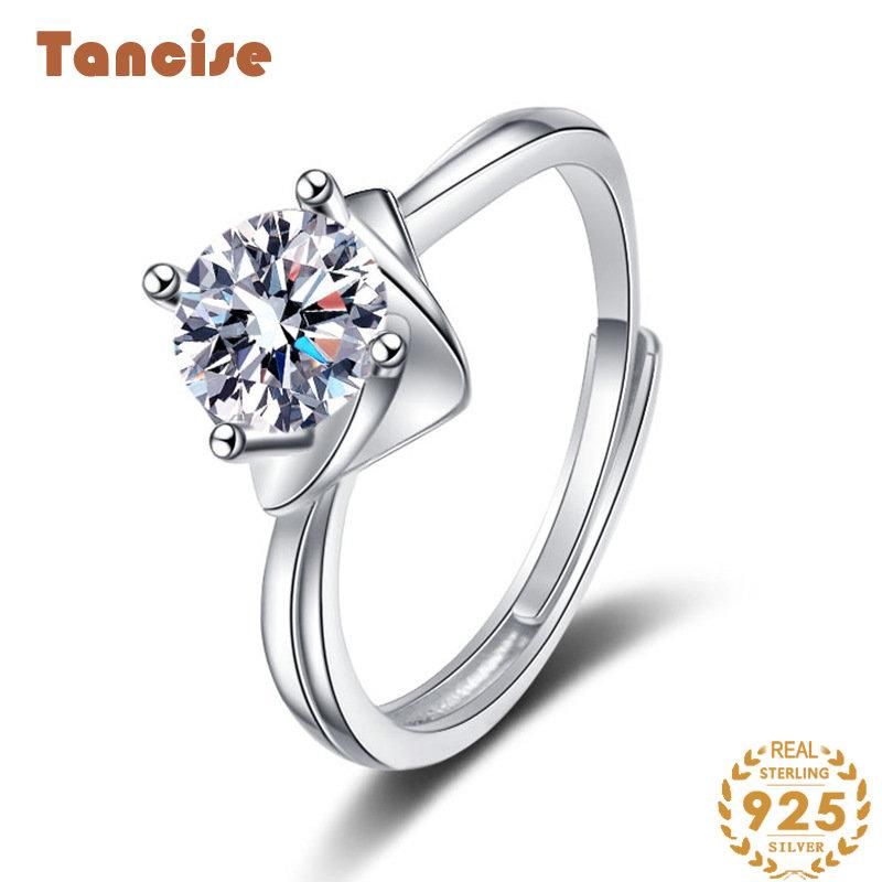 Tancise Classic Moissanite Anello in argento Gioielli da donna Promessa di nozze Regalo per feste_voghion.com