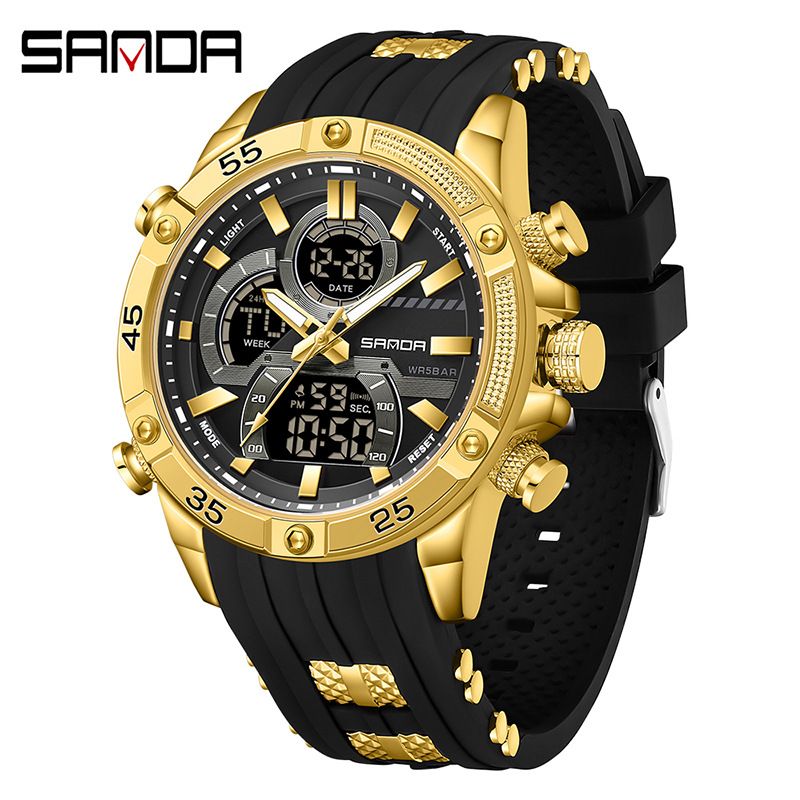 Electronic Watch Multi-functional Men's Watch Waterproof Glow-in-the-dark Alarm Clock Watch_voghion.com
