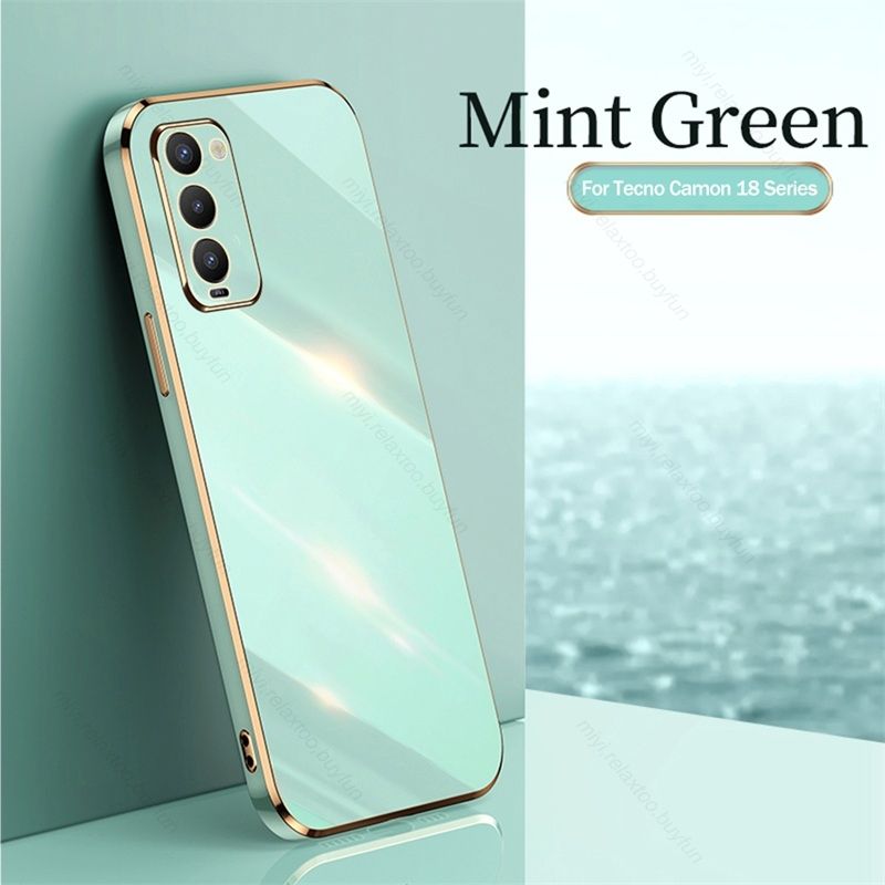 Para Tecno Camon 18 Estojo de Luxo Chapeamento Straight Edge TPU Soft Cover Para Tecno Camon18 Camon 18 18T 18P Câmera À Prova de Choque_voghion.com