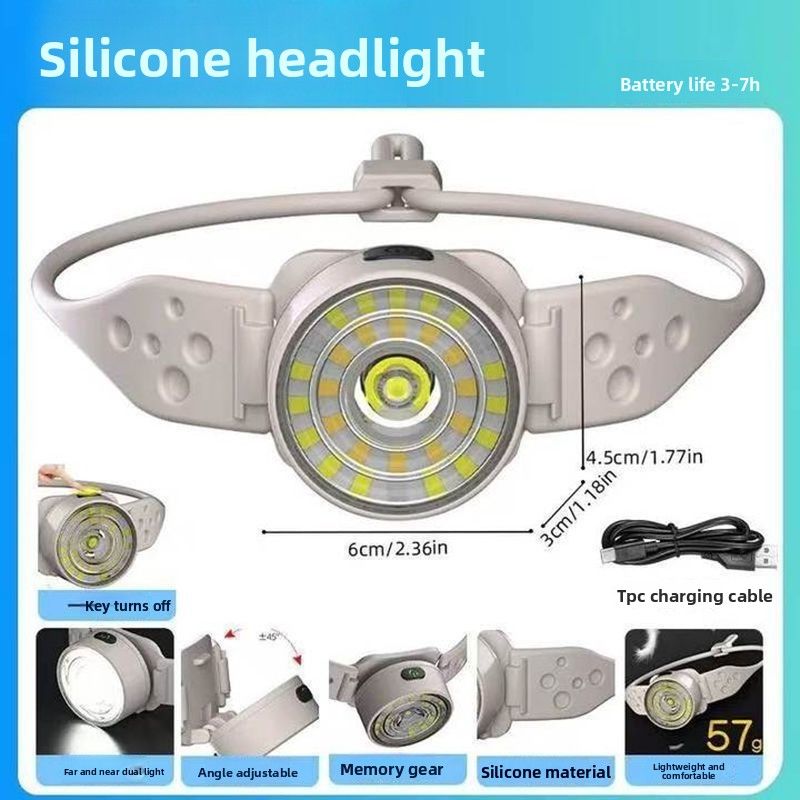 New High Brightness Long-Range Night Fishing Outdoor Ultra-Bright Ultra-Long Lithium Battery Life Head-Mounted Silicone_voghion.com