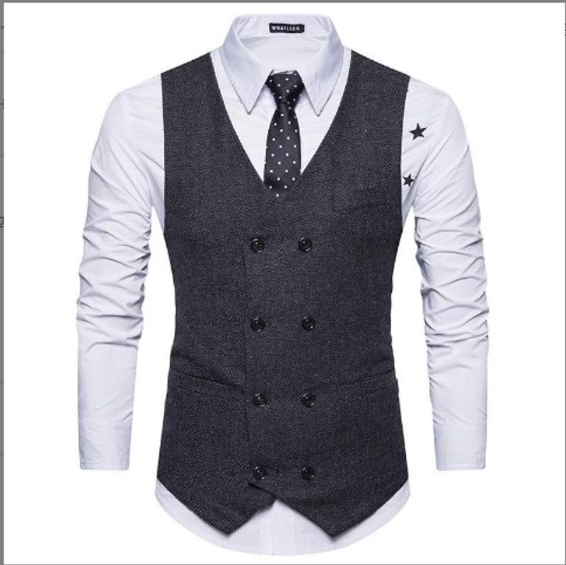 Blazer croisé en laine pour homme Gilet blazer vintage élégant pour homme_voghion.com