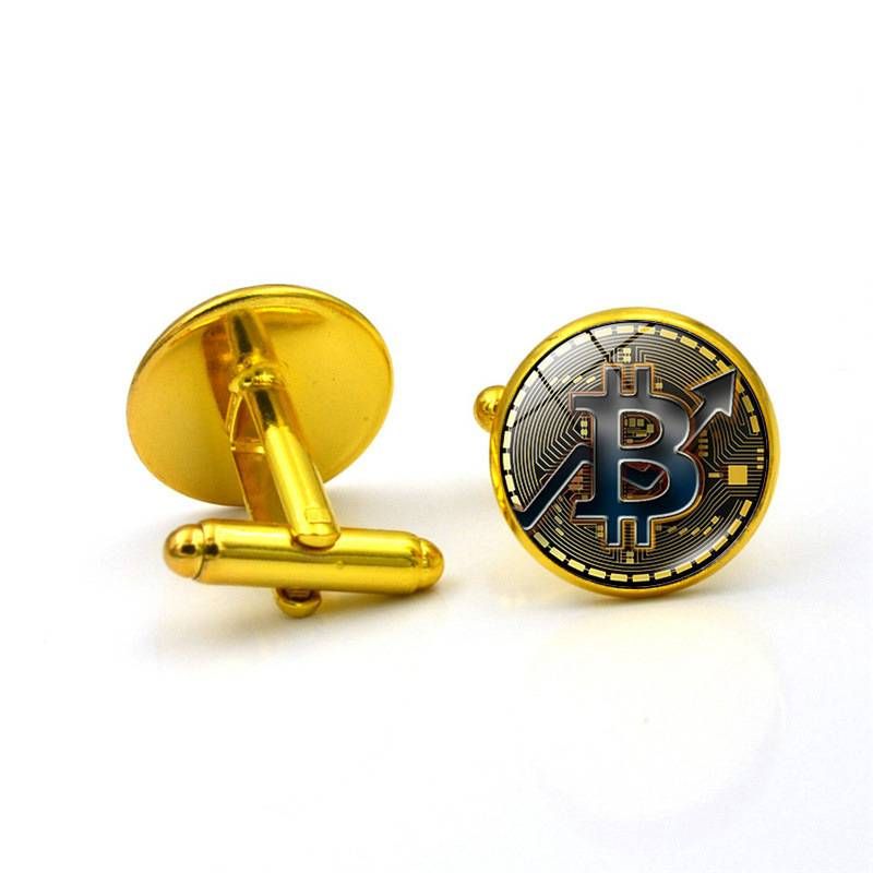 Bitcoin manchetknopen heren zakelijk overhemd mouw studs knoop accessoires_voghion.com