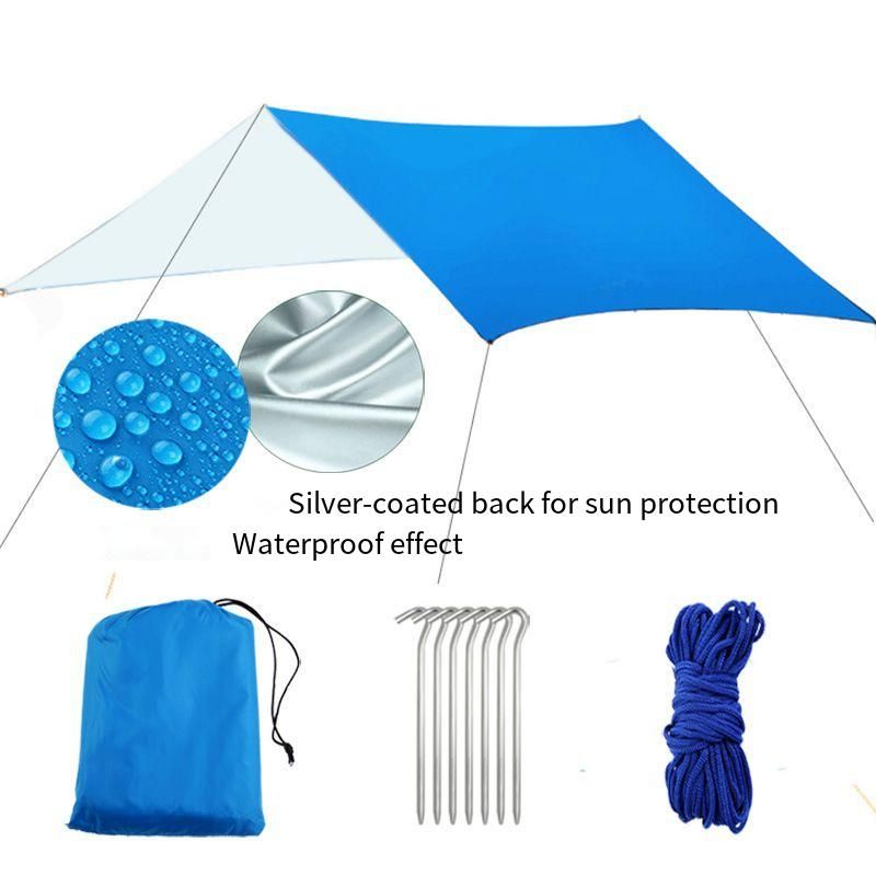 Outdoor camouflage canopy multifunctional waterproof sunblock beach sunshade tent canopy coated with silver canopy beach floor cloth_voghion.com