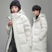 Men's Long Down Jacket Winter Coat With Hood, Thickened Warm Parka For Teen Boys & Couples, Water-Resistant Windproof Outerwear_voghion.com