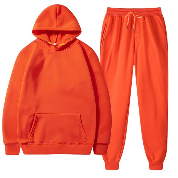 Herrenbekleidung Mode neue Herren- und Damenbekleidung Paar Kapuzenpullover in Volltonfarbe Anzug Herren Freizeitsportanzug_voghion.com