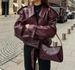 Trendy Women's PU Leather Jacket With Adjustable Cuffs, Retro Biker Style, Notched Lapel, Short Cropped Fit – Available In Wine Red, Classic Red_voghion.com
