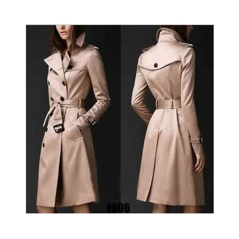Abbigliamento Donna Tendenza Moda Doppiopetto Slim Lungo Giacca A Vento Donna_voghion.com