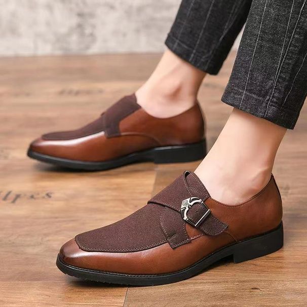 Scarpe casual formali da uomo in pelle, stile britannico coreano da uomo satinato, scarpe oversize a punta, stile,_voghion.com