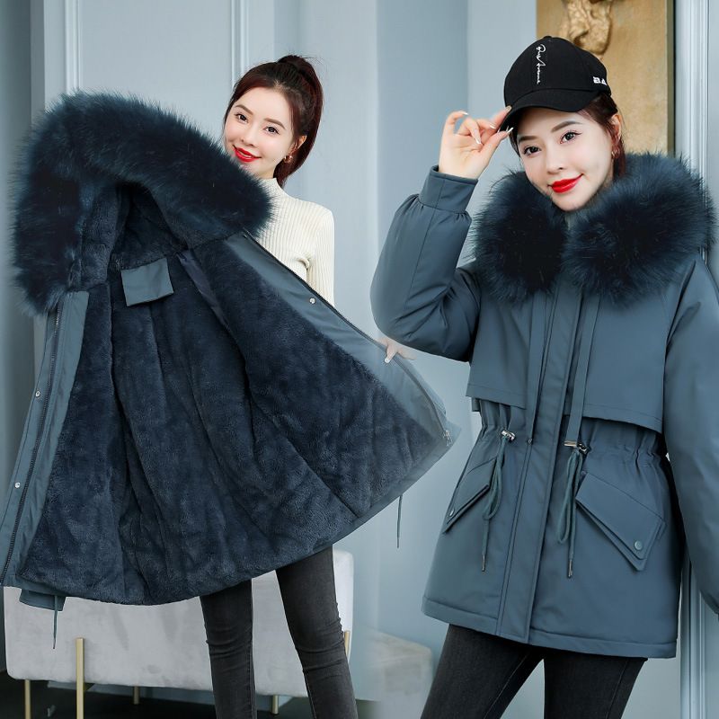 Parka invernale da donna con cappuccio in pelliccia sintetica, giacca lunga foderata in pile, capospalla caldo e spesso per il freddo_voghion.com
