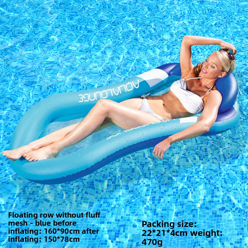 Transparant drijvend bed van mesh met opvouwbare rugleuning - Opblaasbare ligstoel voor zwembad en meer (snel drogend, robuust, draagbaar ontwerp van PVC)_voghion.com