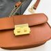 Ladies Elegant Crossbody Bag Solid Color Golden Clasp Accent Lacquer Surface Spacious Light Carry Chain Strap Magnetic Snap Office Purse 20.5*6.5*12_voghion.com