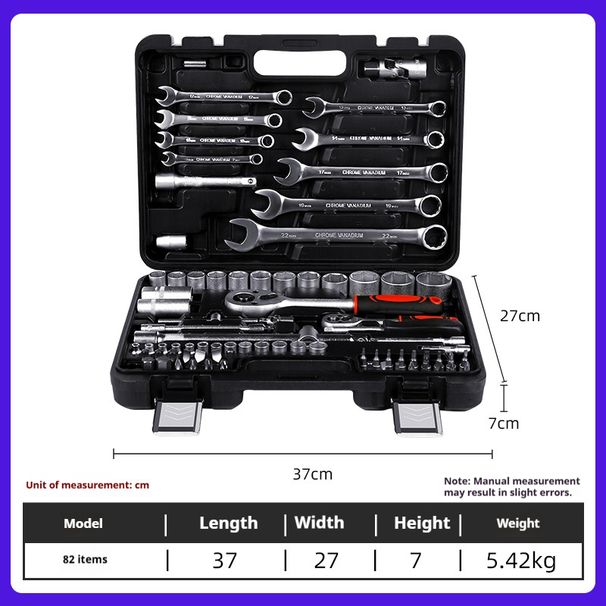 82-Piece Professional Chrome Molybdenum Steel Socket Set – Heavy-Duty Ratchet & Wrench Kit For Auto Repair & Mechanical Maintenance_voghion.com