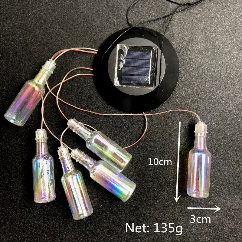 Lâmpada solar de carrilhão de vento, bola de arroz, beija-flor, lâmpada de mudança de cor, corda de LED, decoração de jardim ao ar livre, lâmpada suspensa_voghion.com