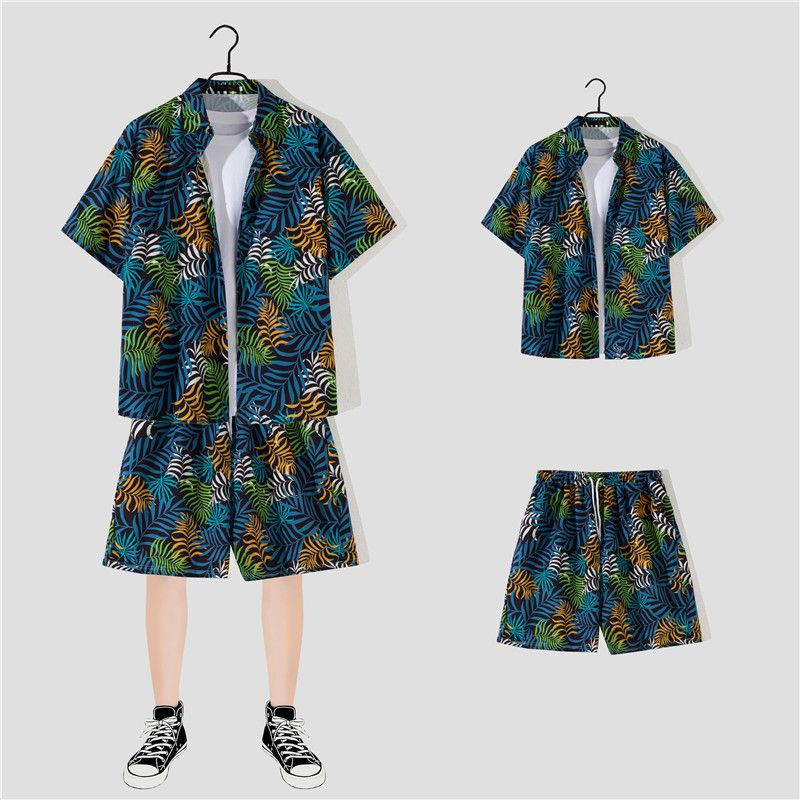 Herrenbekleidung Lässiges Hawaiihemd Shorts Sommertrend Lose Kurzarm Streetstyle Seaside Paar Strandanzug Für Männer_voghion.com