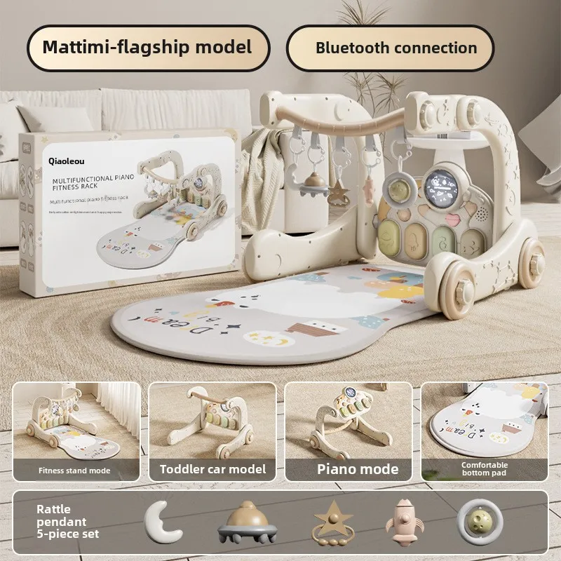 Qiao Le Bear Baby Pedal Piano Fitness Rack Walker 3 mois 6 Puzzle Éducation précoce Nouveau-né Tout-petit Bébé Jouets_voghion.com