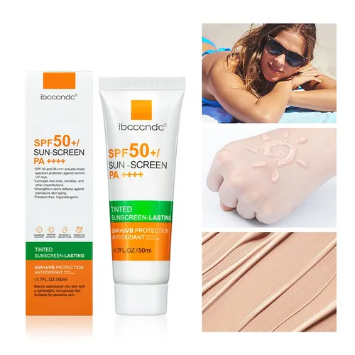 Tonuotas veido naujas kremas nuo saulės, Spf 50 be aliejaus, apsaugantis nuo UVA/UVB kūno veido kremas nuo saulės, hialurono rūgštis, odos priežiūra 5_voghion.com
