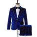 CT Men's Stage Performance Suit Set Velvet Gold Foil Trim Plus Size Singer Costume Evening Host Tuxedo_voghion.com