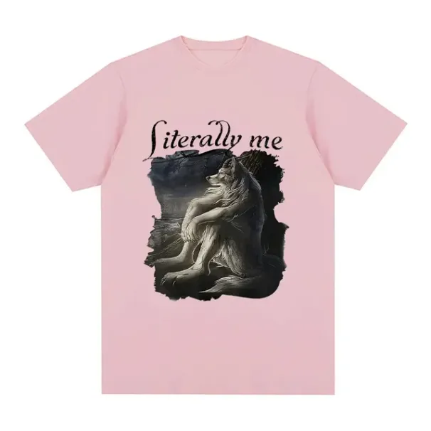 gorąco sprzedający Siedzący Wilk Dosłownie Mnie Zabawny Mem Damski swobodny krótki rękaw plus rozmiar Hip Hop Retro T-shirt Mężczyźni/Kobiety_voghion.com