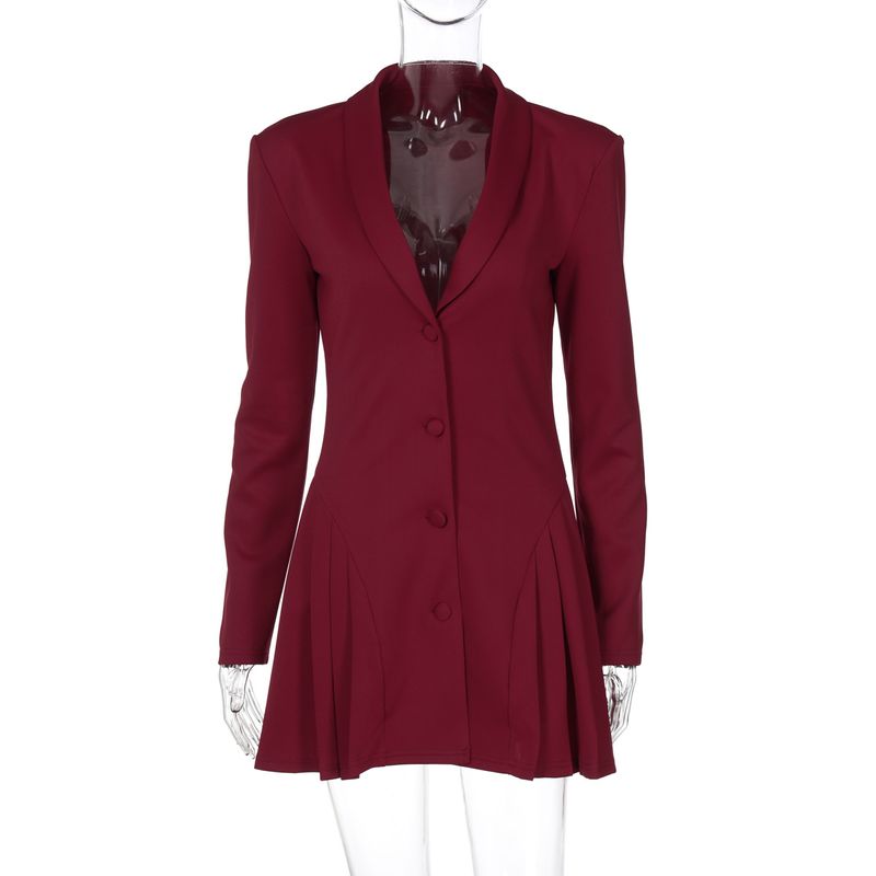 Damenbekleidung Neue einfarbige sexy tiefe V-Anzugkragen-Strickjacke im Royal Sister-Stil mit kurzen Rüschen_voghion.com