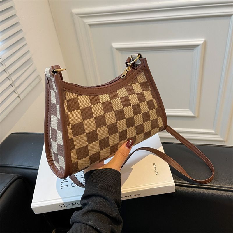 Niche Design rétro sac à carreaux sous les bras femmes nouveau sac à la mode S tempérament tout Match messager_voghion.com