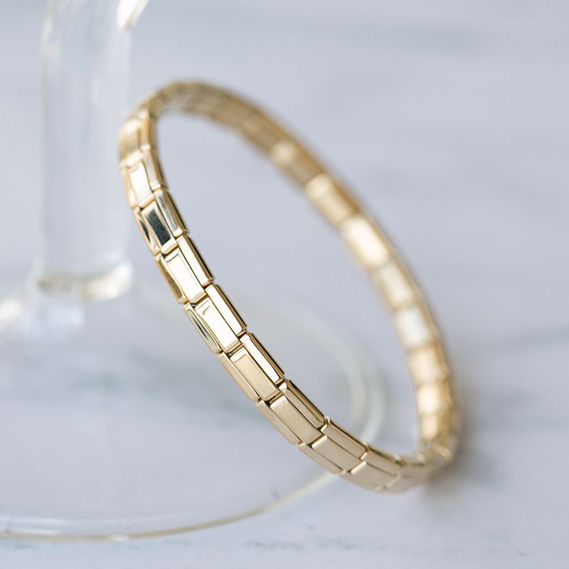 Bracciale elastico con cinturino in metallo per donna, anello con pigmento dorato, semplice, moda, tutto abbinato, fascia alta_voghion.com